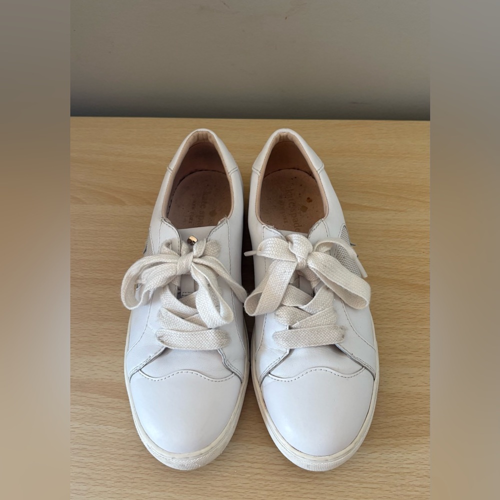 Kate Spade White Leather Fez Sneakers